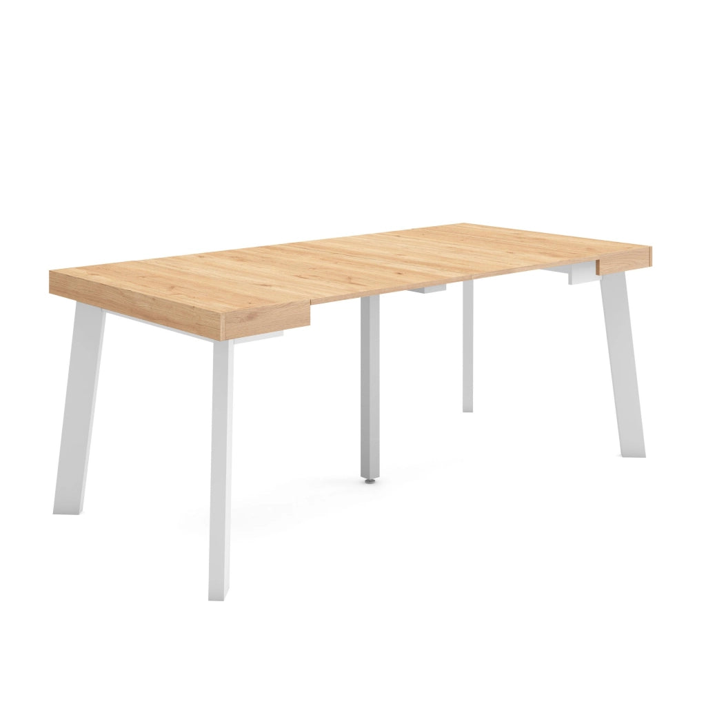 Consolle allungabile, 180x90x73cm, Per 8 persone, Gambe in legno, colore Rovere RF2987