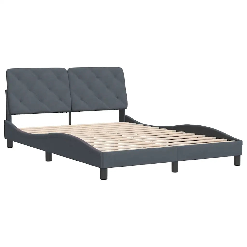 Letto matrimoniale | Letto per adulti | Giroletto senza Materasso Grigio Scuro 140x190 cm Velluto