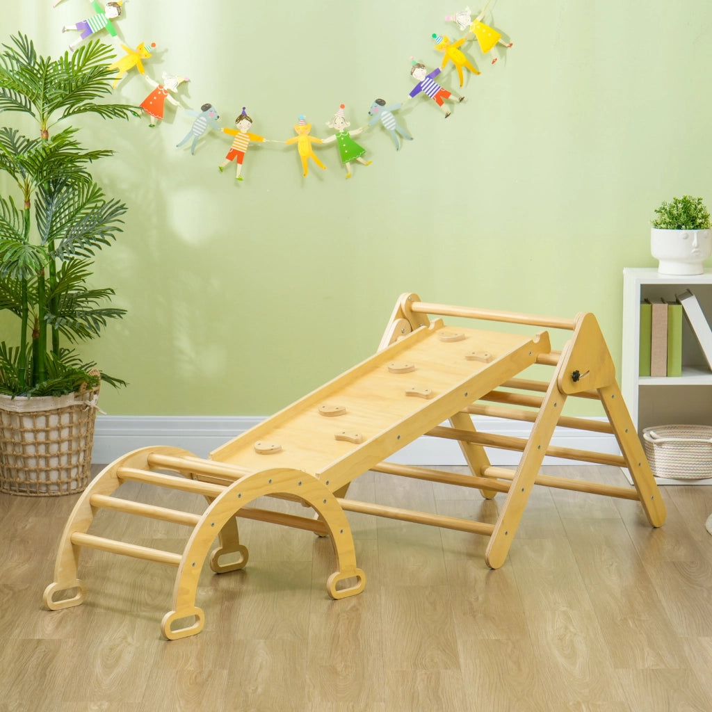 Triangolo Montessori 5 in 1 con Rampa e Arco ¨C Xylo ¨C Legno Naturale 178x64,5x63 cm