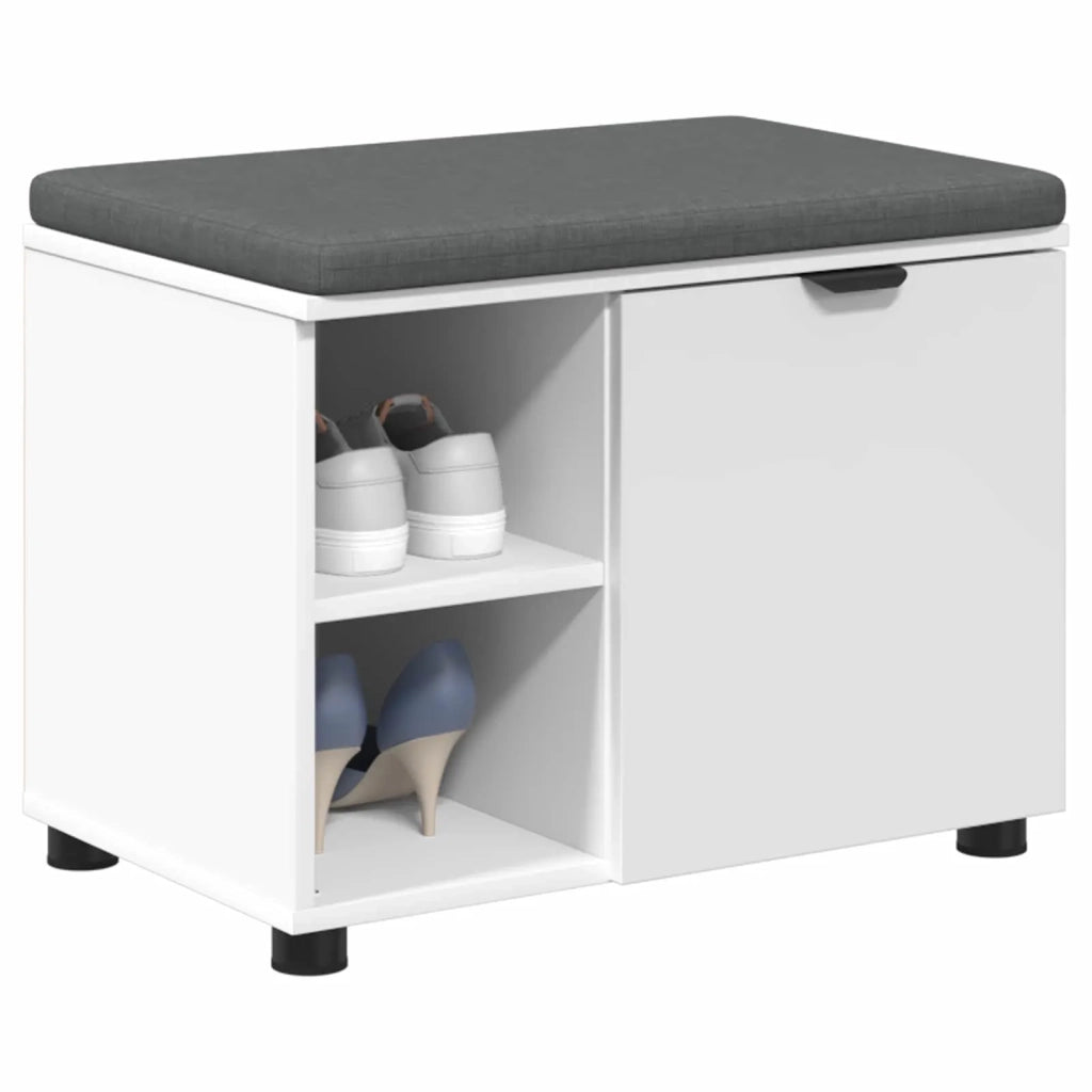 Panca per ingresso con cuscino con porta Bianco 60 x 38 x 46 cm 891496
