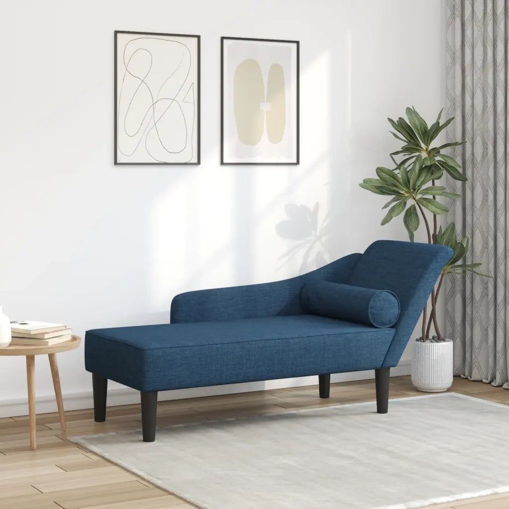 Chaise Longue con Cuscini Blu in Tessuto CFW3649757