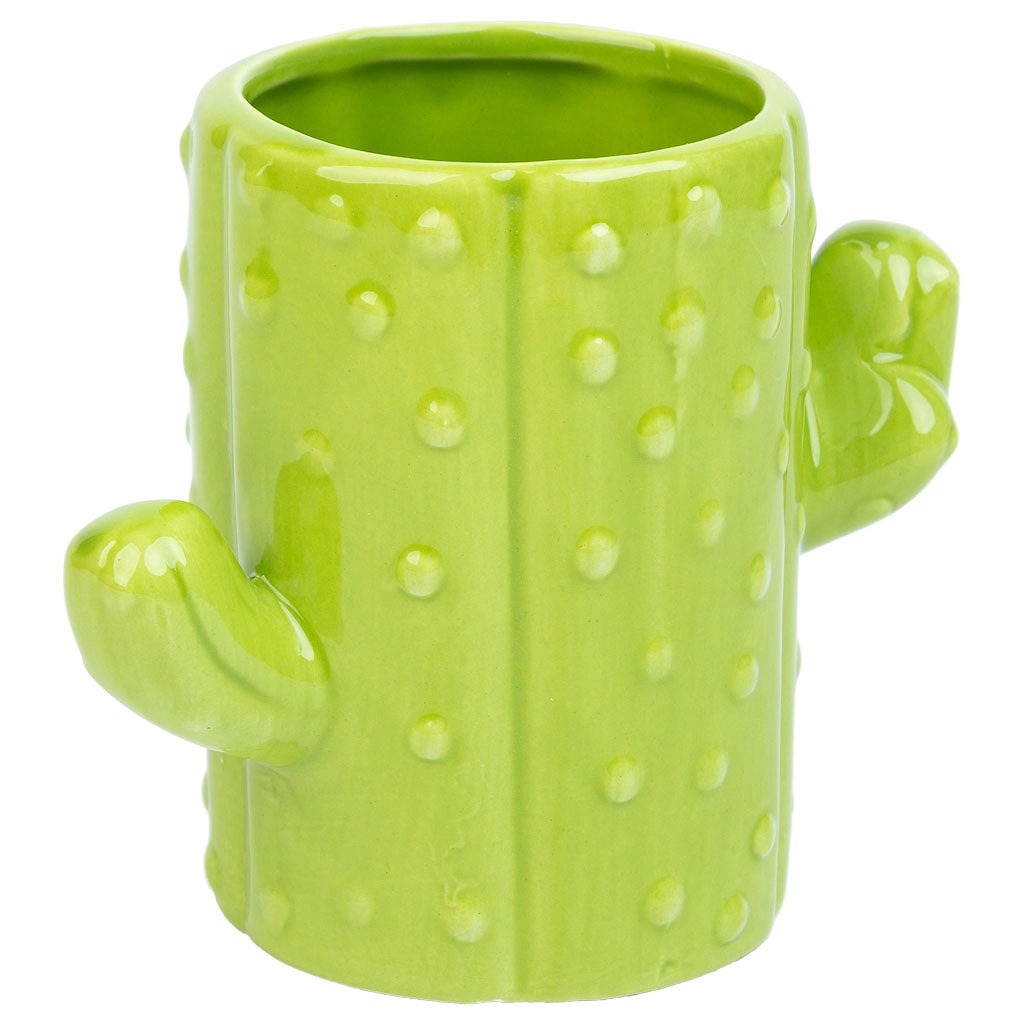 Portapenne cactus in ceramica verde 13,5x7,8x11h