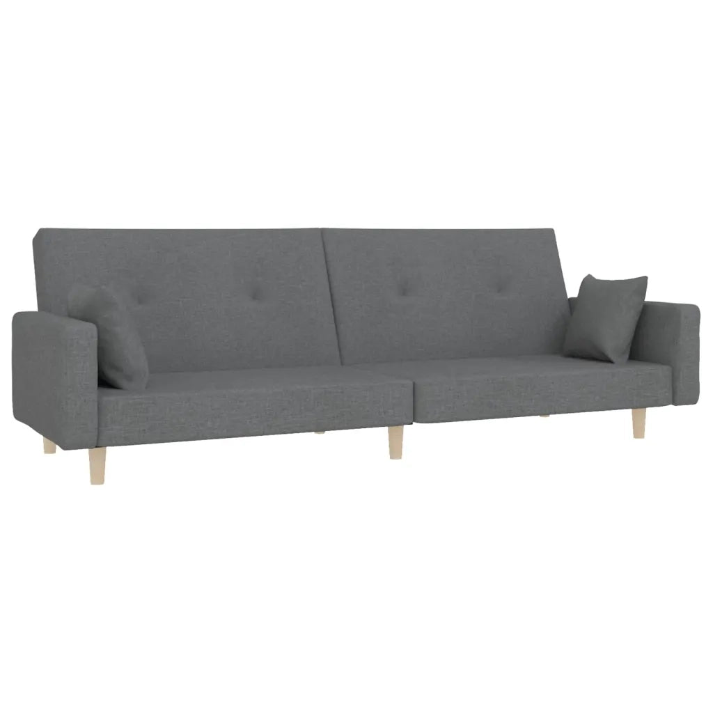 Divano letto | Sof¨¤ letto | Letto singolo a 2 Posti con 2 Cuscini Grigio Chiaro in Tessuto