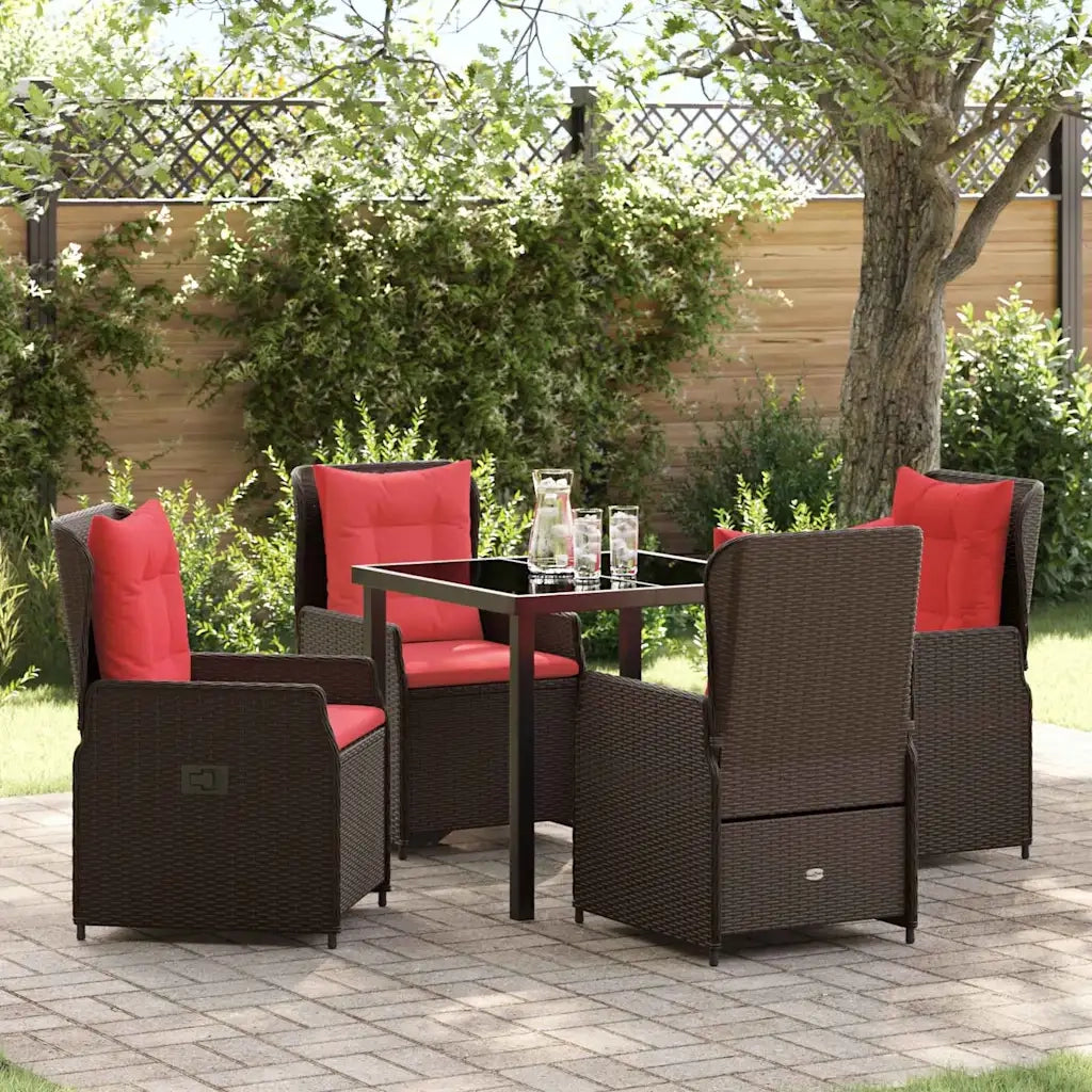 Set da Pranzo per Giardino 5 pcs Marrone Poly Rattan 3381024
