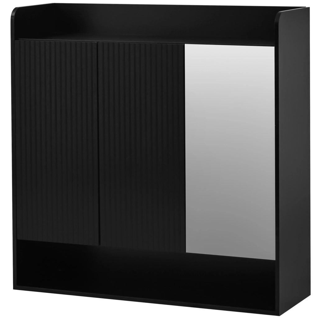Scarpiera con Specchio Intero e Struttura a Righe Nere ¨C Xylo ¨C Nero, Multiripiano