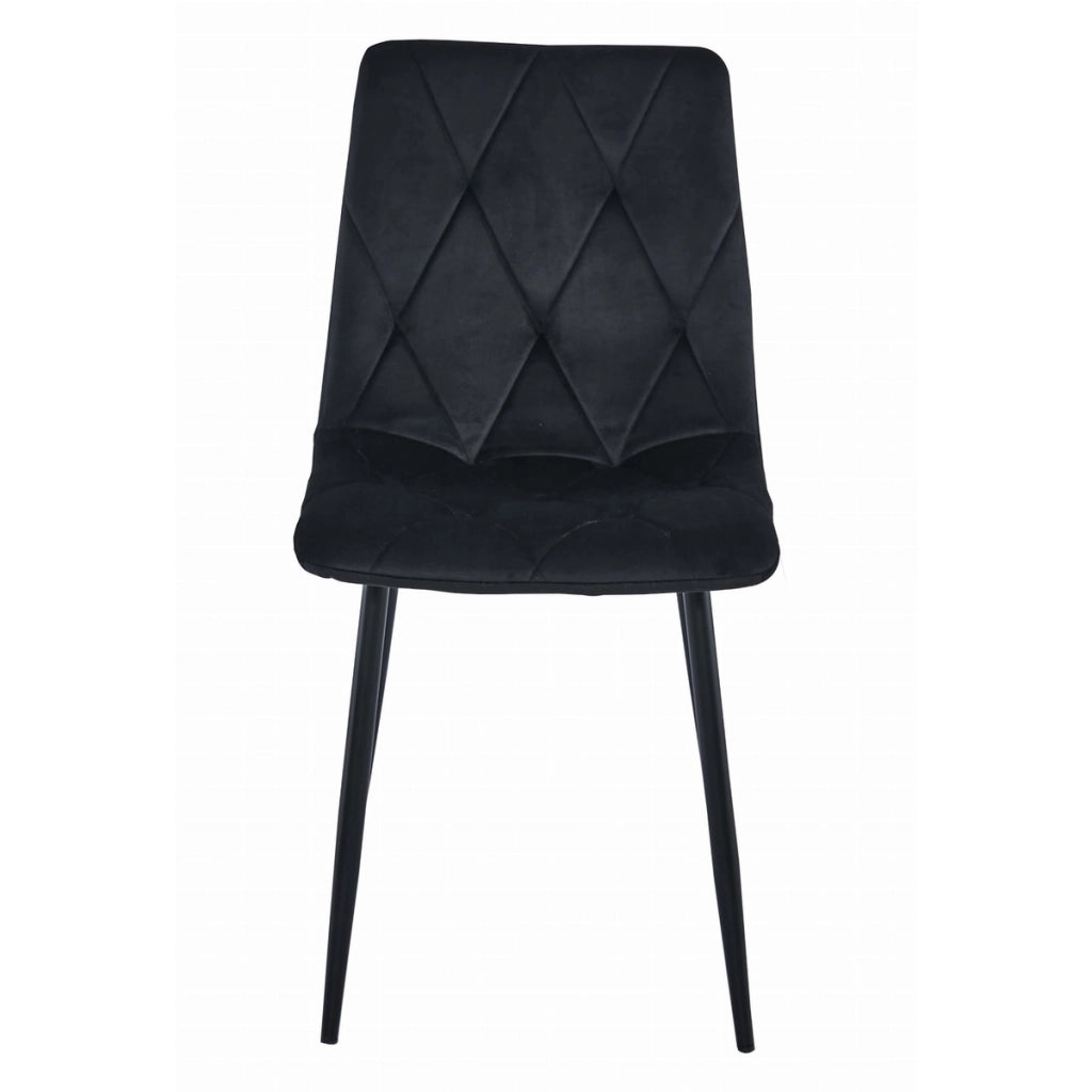 Sedia LIBRA in velluto nero con gambe in metallo