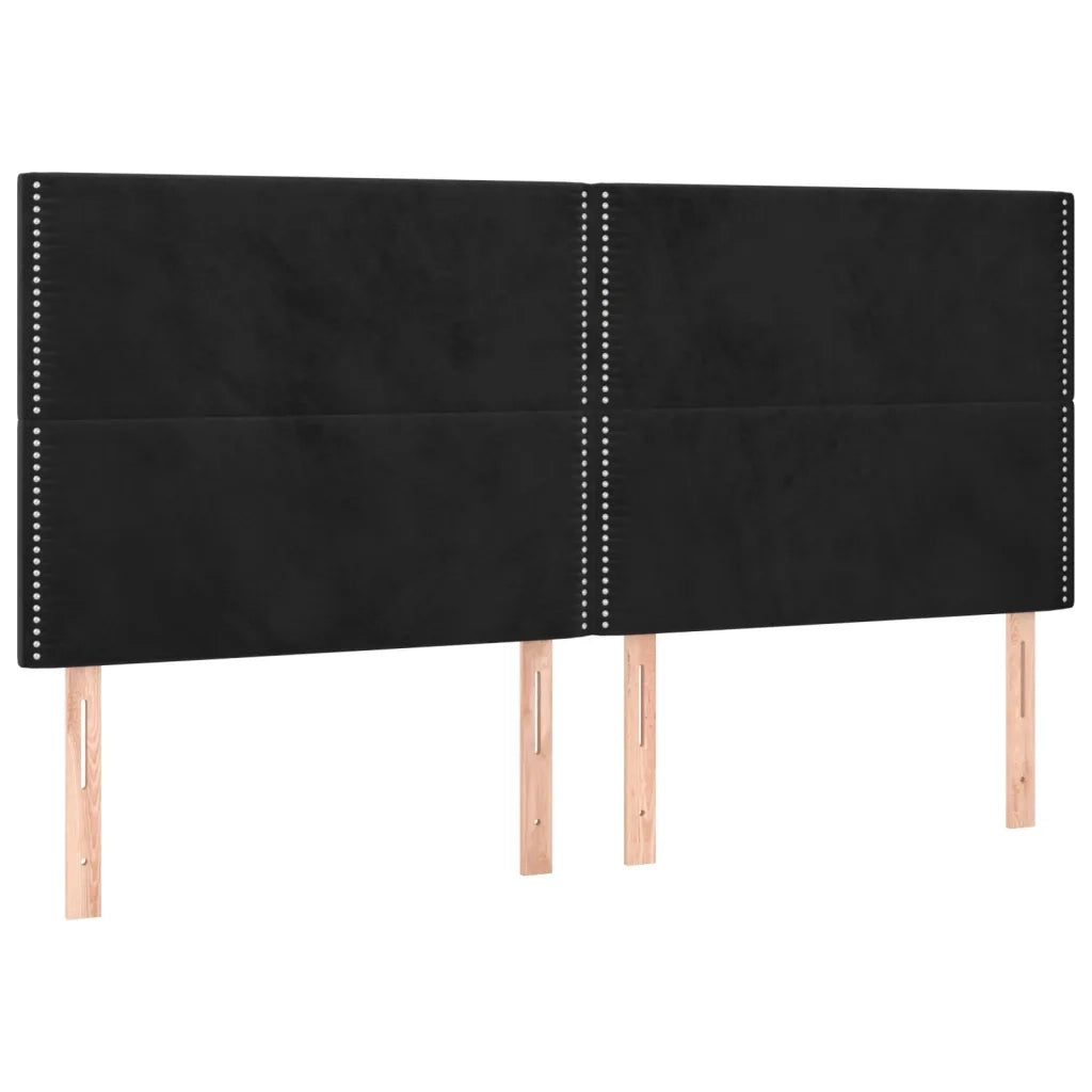 Giroletto a Molle con Materasso Nero 200x200 cm in Velluto 3132641