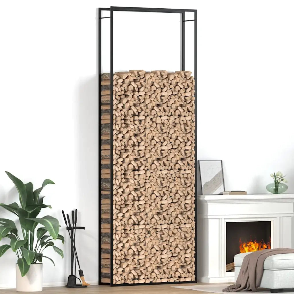 Portalegna-Scaffale per Legna Nero Opaco 110x28x312 cm in Acciaio