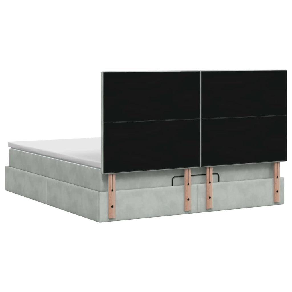 Letto ottomano con materasso Grigio Chiaro 140 x 200 cm Velluto 3457653