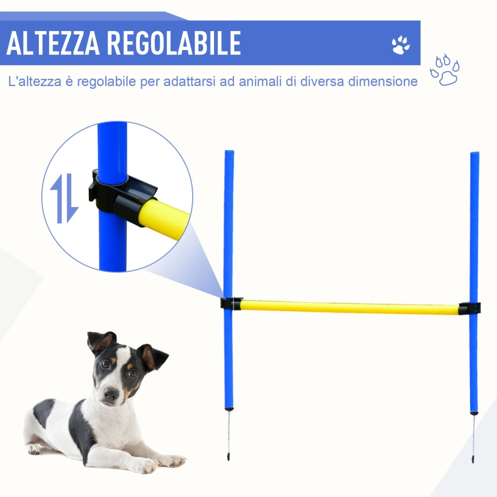Set Agility per Cani con Tunnel, Slalom e Ostacoli ¨C Minimal ¨C Giallo e Blu