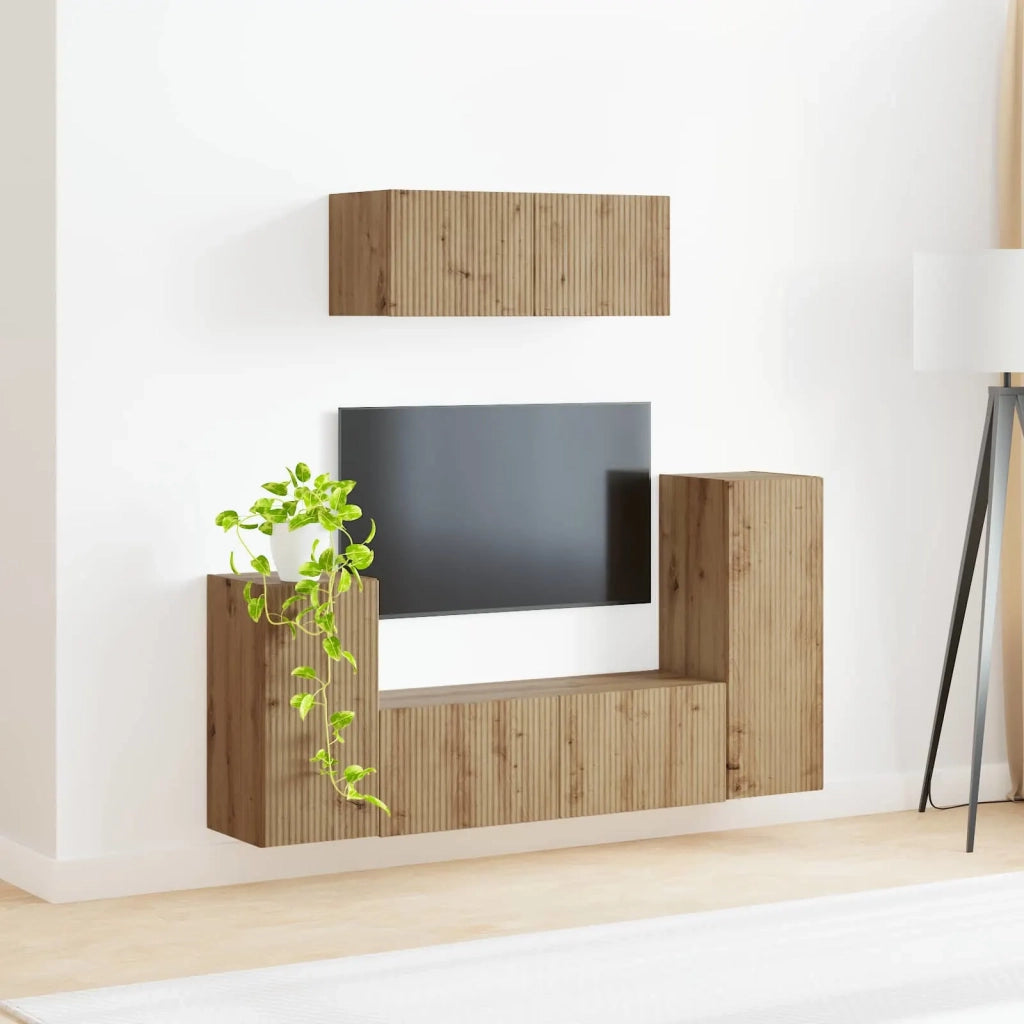 Set mobile TV 4 pcs Rovere artigianale Legno multistrato 3409122