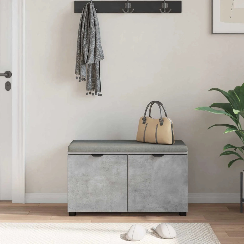 Panca per ingresso con cuscino Grigio Cemento 80 x 38 x 46 cm 891483