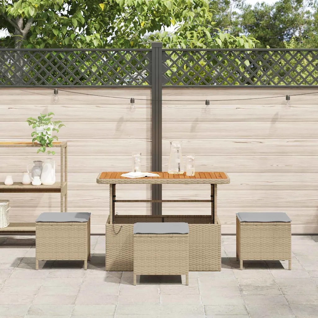 Set da Pranzo per Giardino Beige polyrattan 42007924