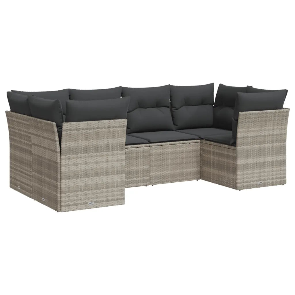 Set Divano da Giardino 6pz con Cuscini Grigio Chiaro Polyrattan 3249951