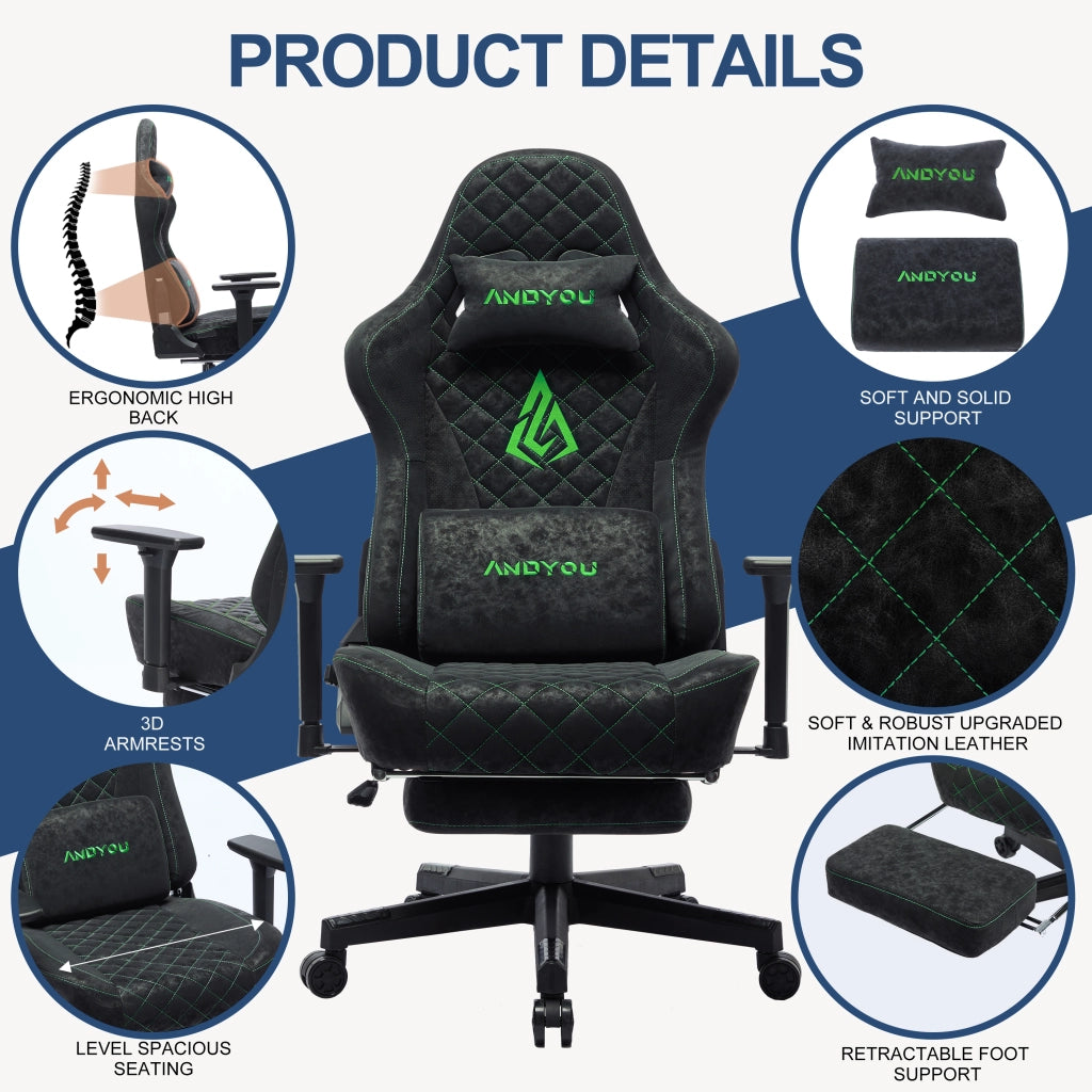 Poltrona da Gaming Ergonomica in Similpelle ¨C Minimal ¨C Nera