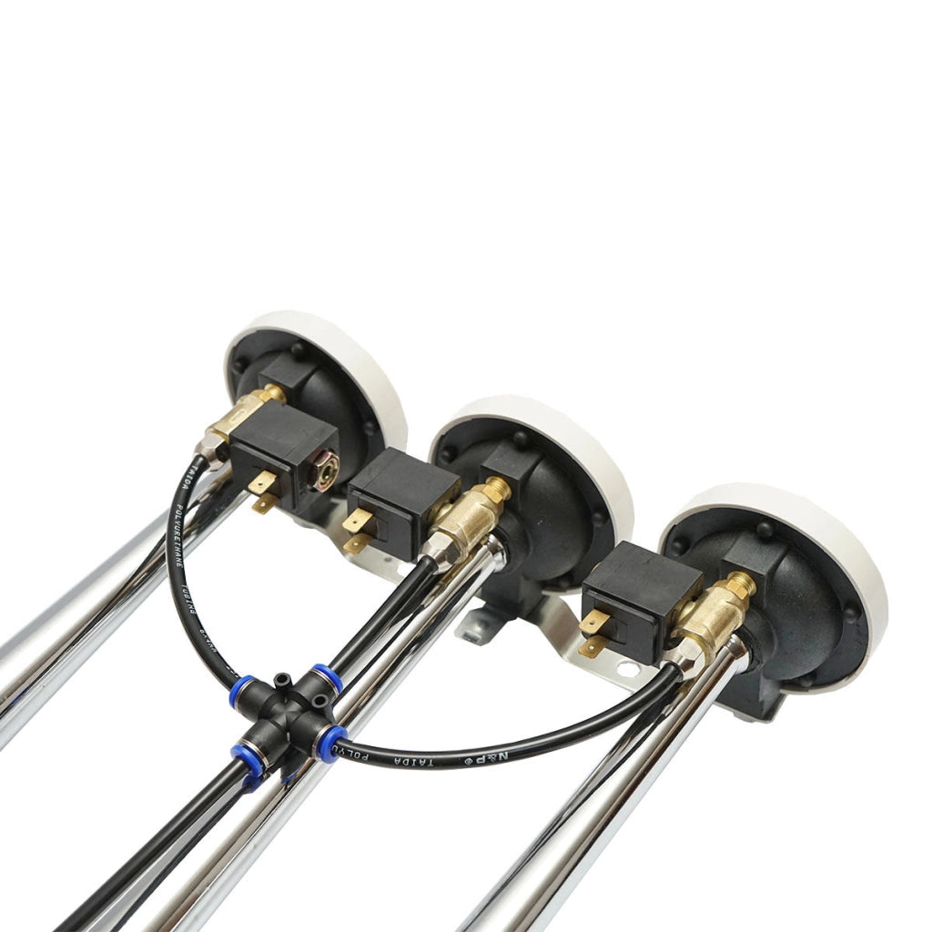 Clacson a 3 trombe con elettrovalvole 12/24V per compressore d’aria Breckner Germany