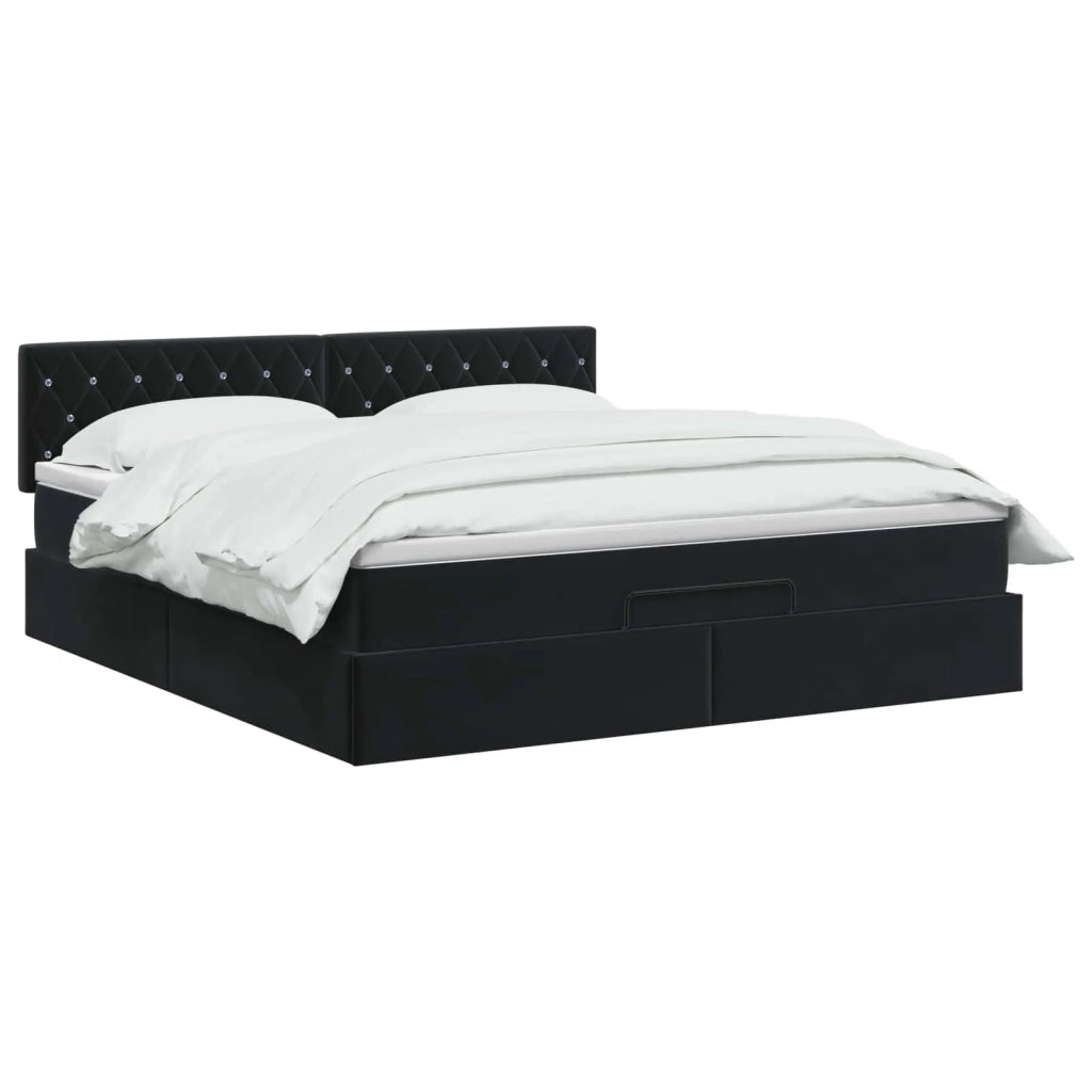 Letto Ottomano con Materasso e LED Nero 180 x 200 cm Velluto 3457085