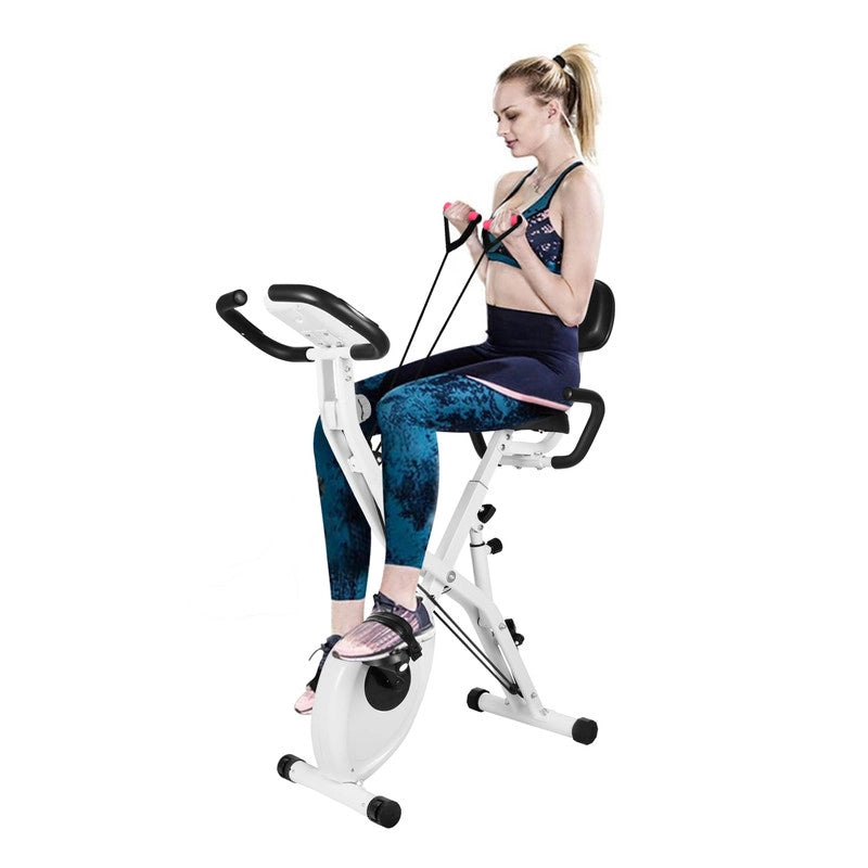 Cyclette pieghevole 3 in 1, resistenza magnetica regolabile su 8 livelli, sella extra larga, cardiofrequenzimetro, display LCD