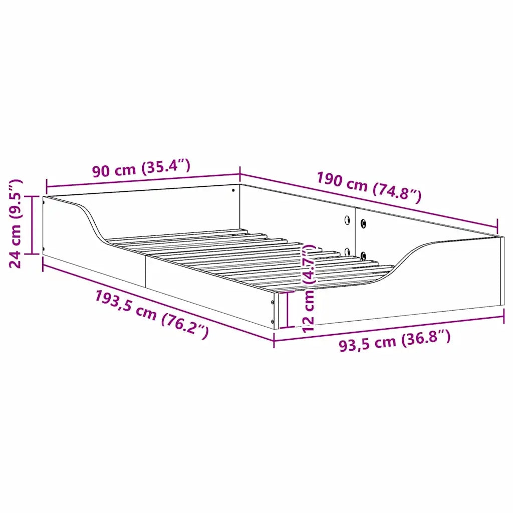 Struttura del letto Marrone cerato 90 x 190 cm Pino massello 873396