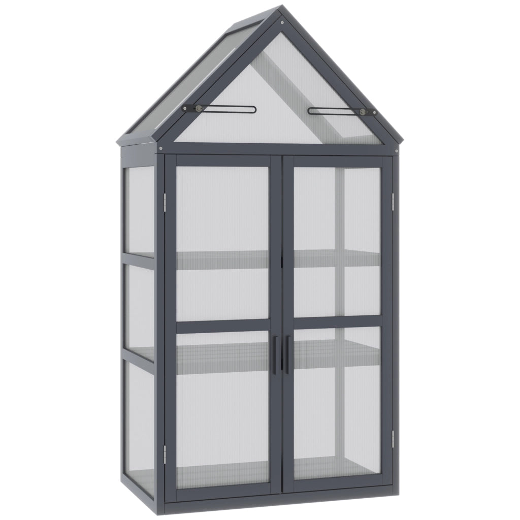 Mini Serra per Piante 3 Livelli ¨C Minimal ¨C Legno e Policarbonato 70.5x42x132 cm