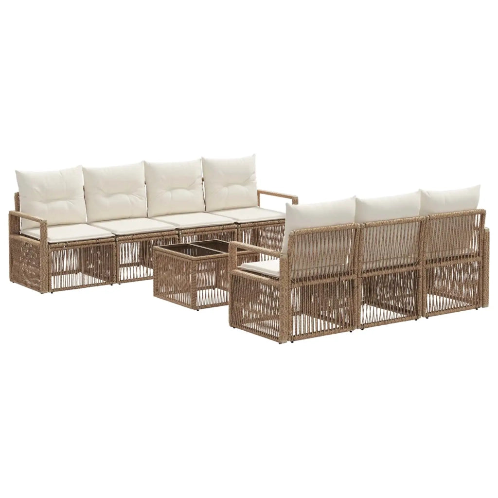 Set Divano da Giardino 8 pz Beige polyrattan 3435651