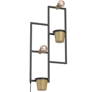 Applique industriale nero-oro 2 luci E27 Flower Wall