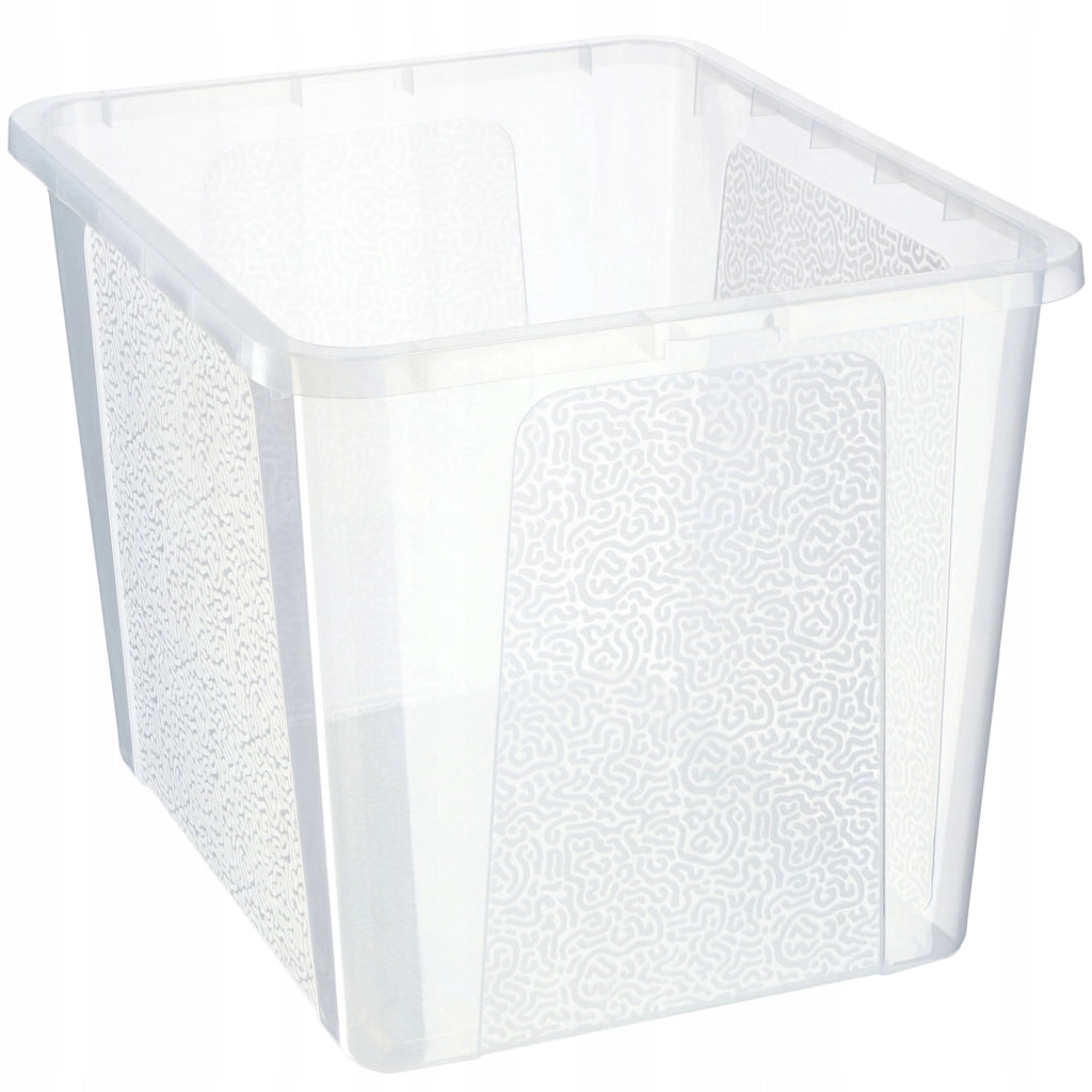 Contenitore in plastica KADAX da 30 litri con coperchio, trasparente e richiudibile, grande scatola