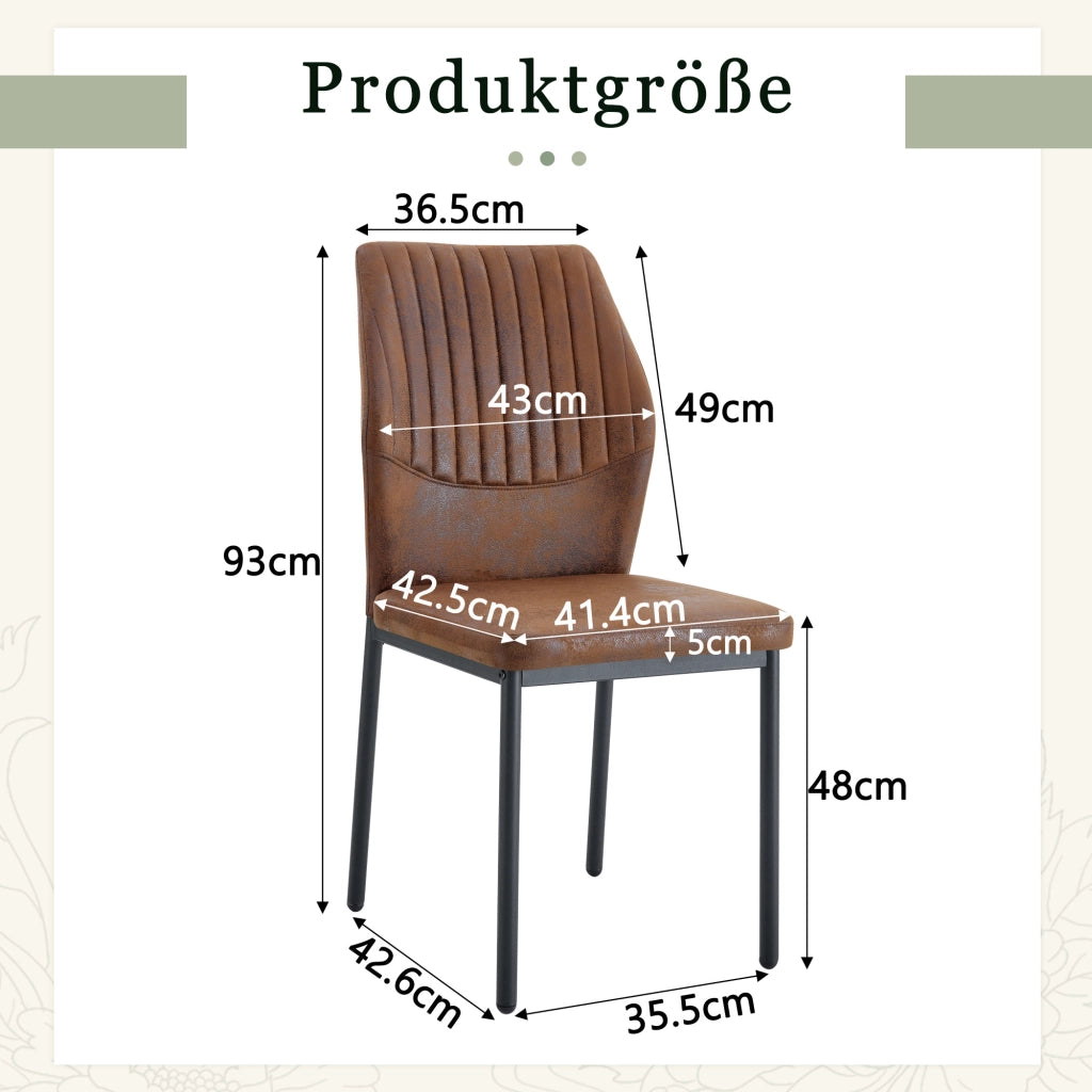 SEDIE da pranzo Set da 4 pezzi 93 cm Tessuto marrone e metallo nero