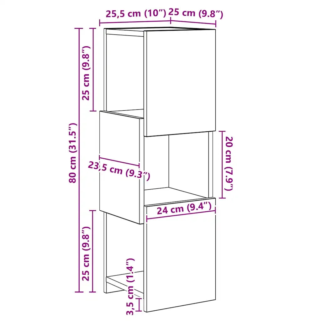 Mobile angolare 25,5x25x80cm Legno ingegnerizzato Rovere Sonoma 889815