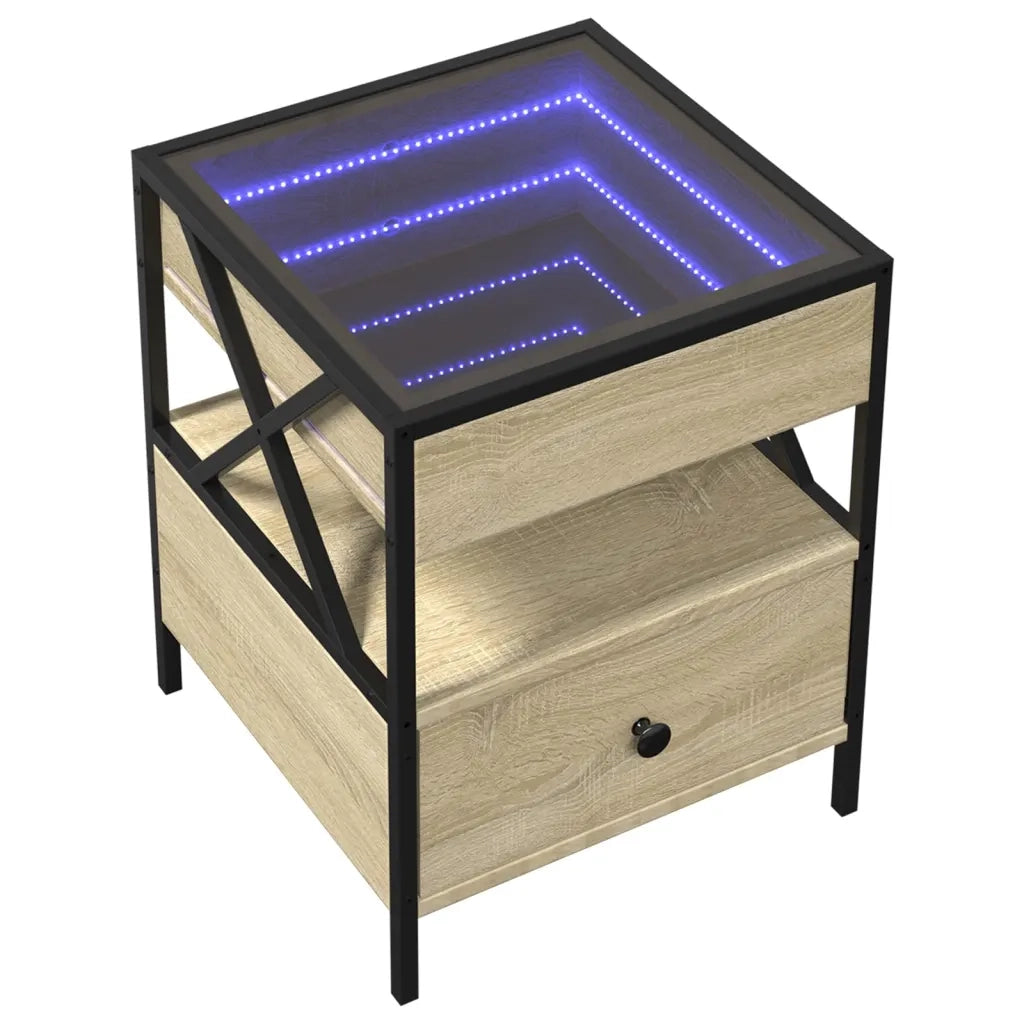Comodino con LED Infinity Rovere Sonoma 40x40x51 cm 3284102