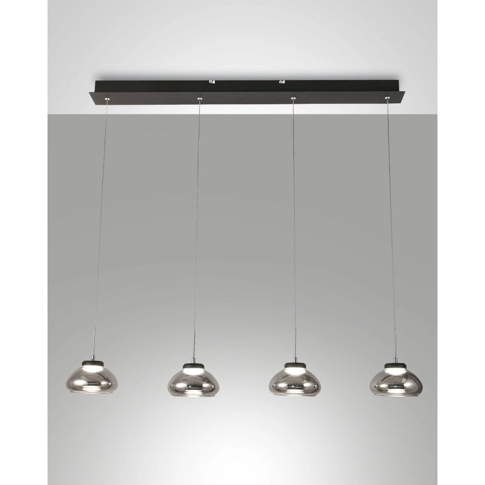 Arabella - Lampada a sospensione 4 luci Fabas Luce - LED 32W - Fumè Design moderno