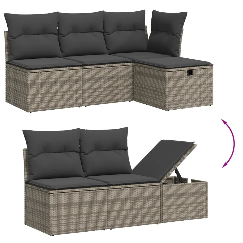 Set Divano da Giardino 5 pz con Cuscini Grigio in Polyrattan 3265722