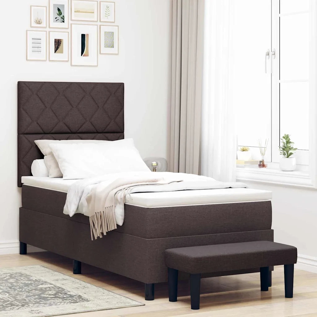 Letto a molle con testiera Marrone Scuro 100 x 200 cm Tessuto 3344124