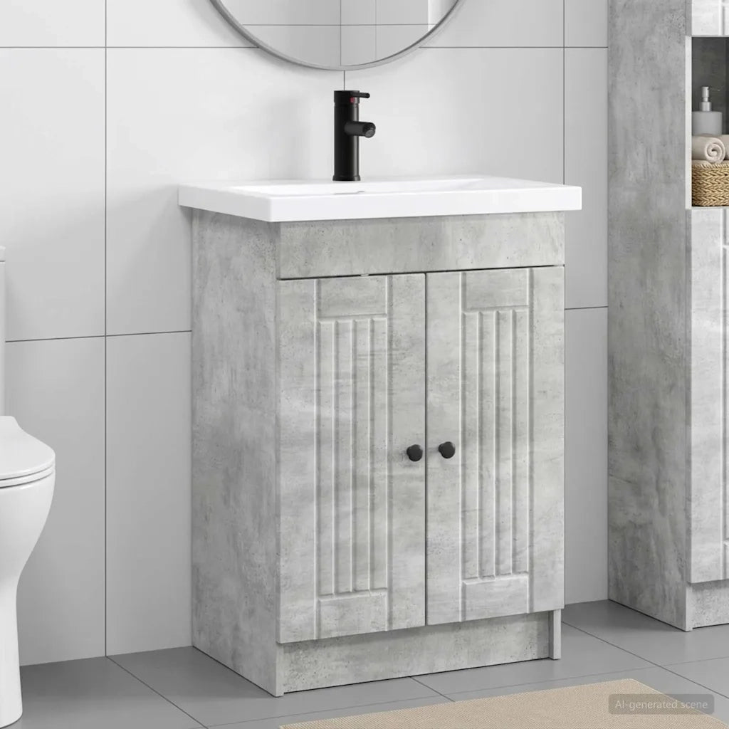 Set di mobili per il bagno Grigio Cemento 56 x 37,5 x 81 cm 3404187