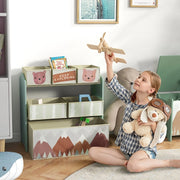 LIBRERIA per bambini 63x30x66 cm Verde in legno con 6 scomparti