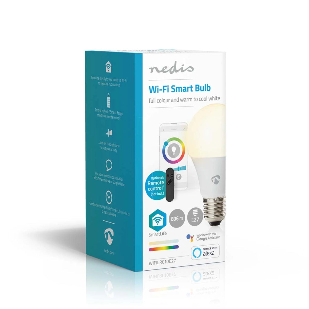 Lampadina connessa Wi-Fi LED RGB 9W 806lm E27 in plastica Bianco Nedis