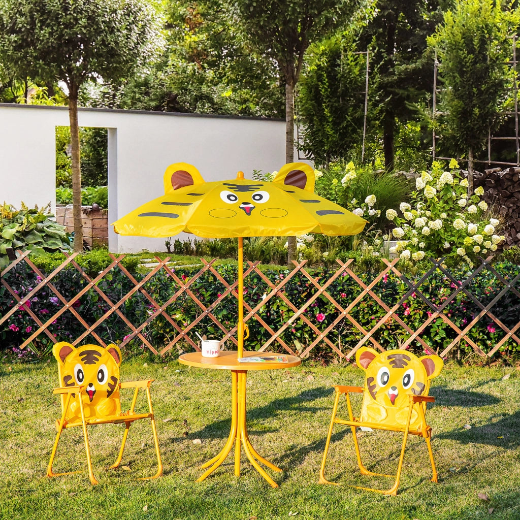 Set tavolo e sedie da giardino per bambini ¨C Zephmum ¨C giallo, metallo, pieghevole