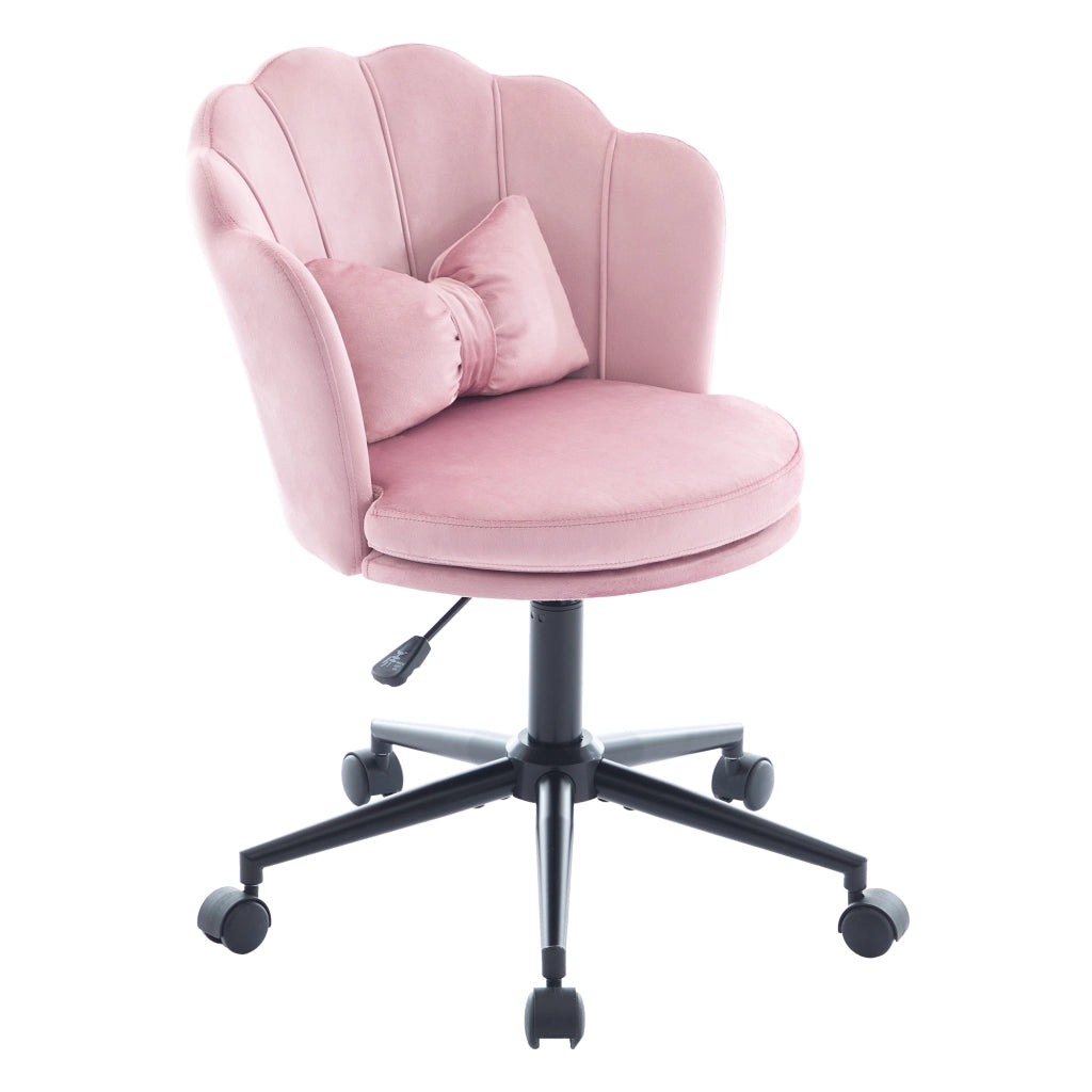 Sedia da ufficio girevole - con altezza regolabile e supporto lombare - in velluto rosa