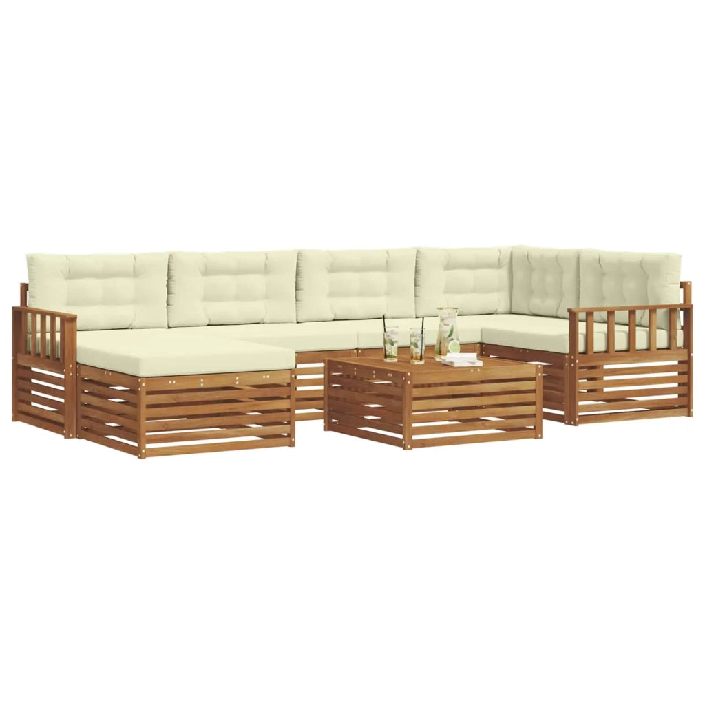 Set di divani da esterno con cuscino 7 pcs Naturale e Crema 3373770