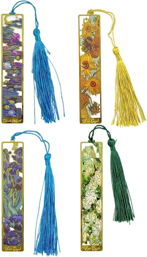 Libri da regalo in metallo per amanti dei libri - 4 pezzi - bloemen - metallici bookmark