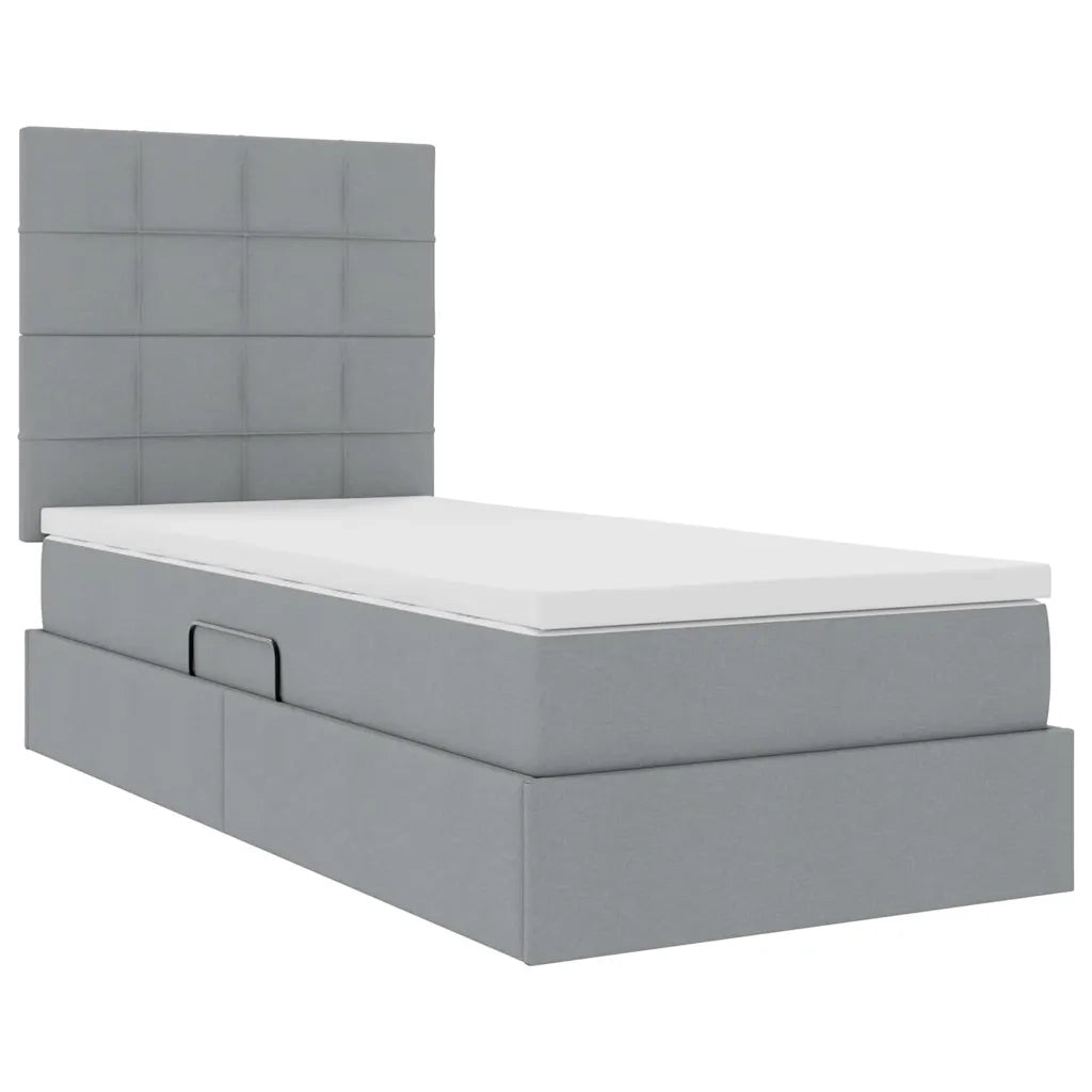 Letto con contenitore e materasso Grigio chiaro 90 x 190 cm