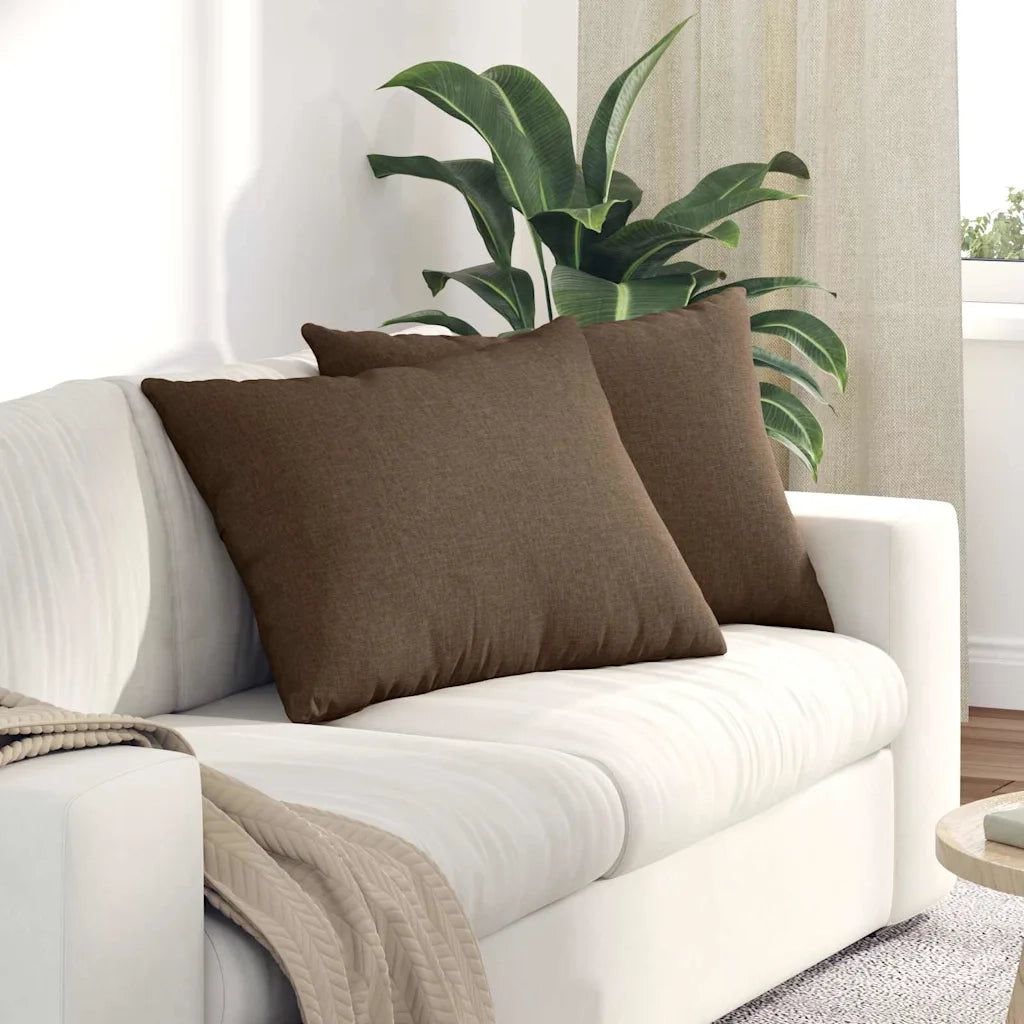Cuscini da Divano 2 pz | Cuscini per sedie Marrone 70 x 50 cm Tessuto