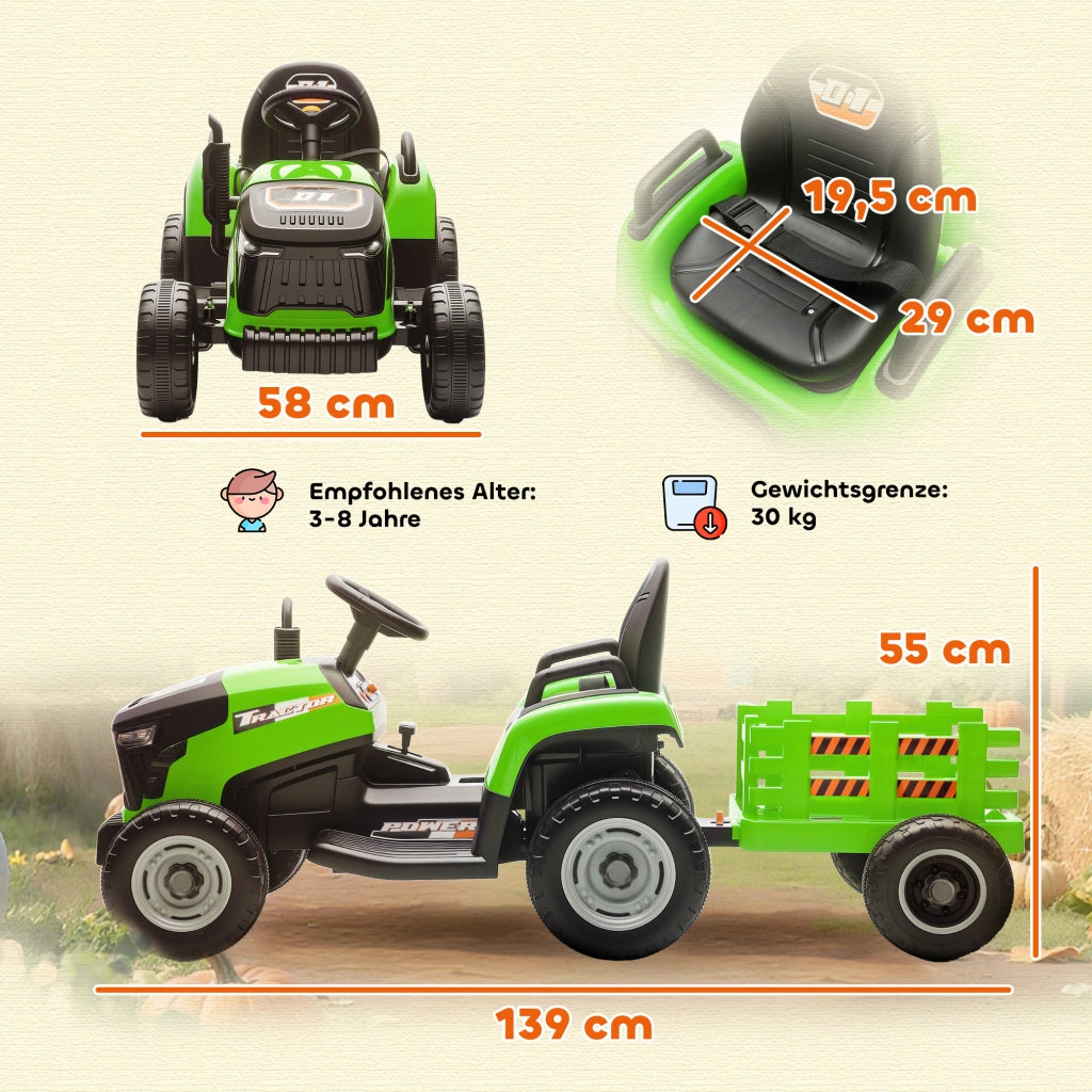 Trattore per Bambini Elettrico ¨C Zephmum ¨C Verde