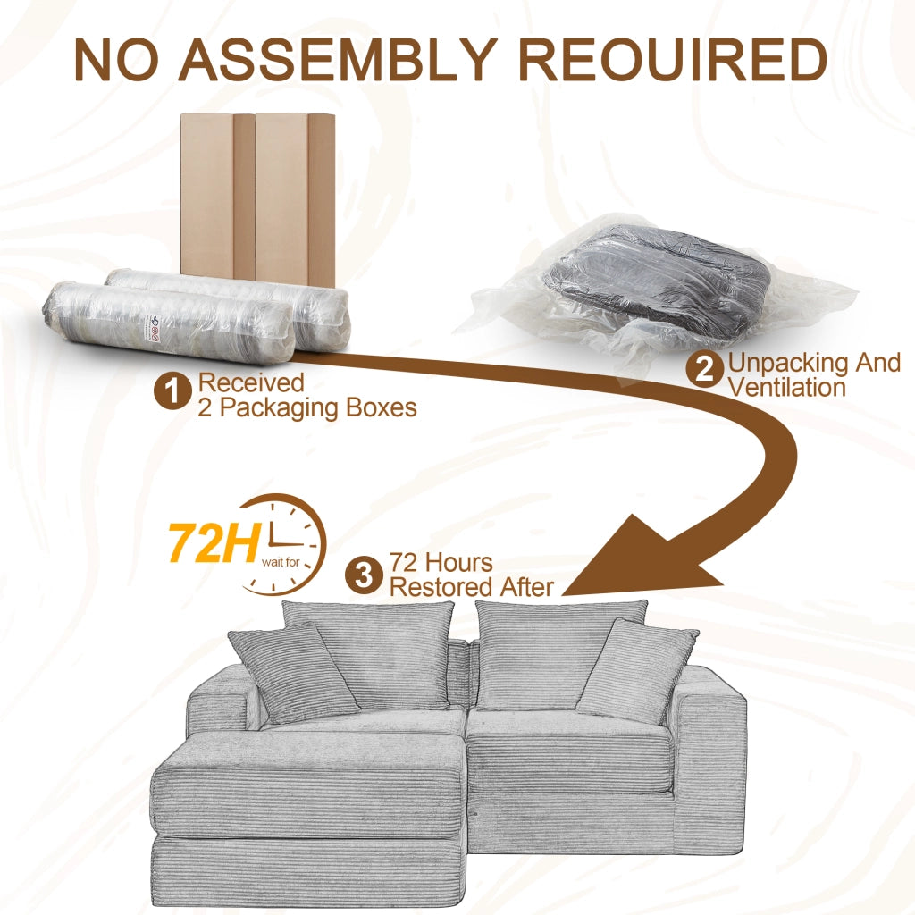 Divano modulare convertibile in letto con base antiscivolo e cuscini, in velluto a coste grigio scuro