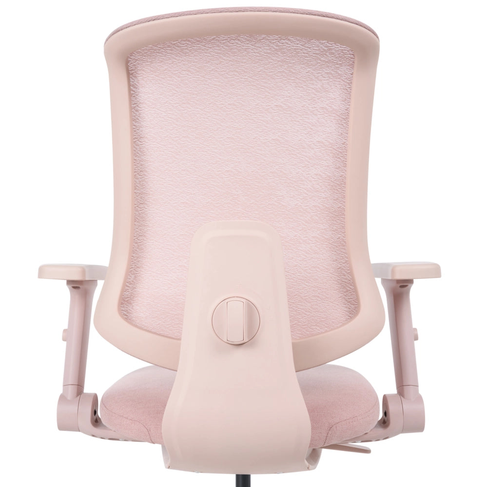 Sedia da ufficio in tessuto e rete rosa, schienale e braccioli regolabili, design moderno, per l'ufficio domestico