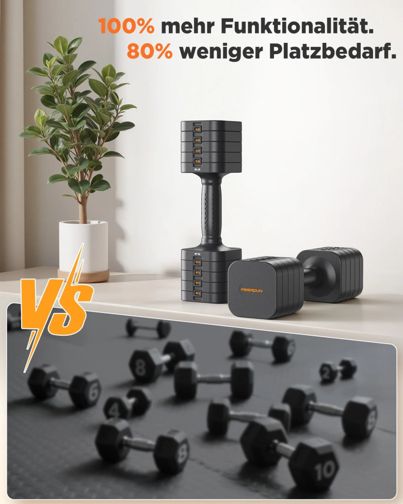 Set di manubri regolabile 5-in-1 ¨C zephmum ¨C 2 pezzi, 9 kg