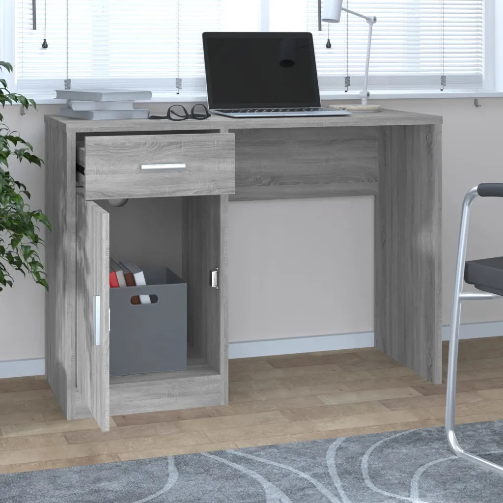 Scrivania | Tavolo da Ufficio Cassetto grigio sonoma 100x40x73cm Legno Multistrato