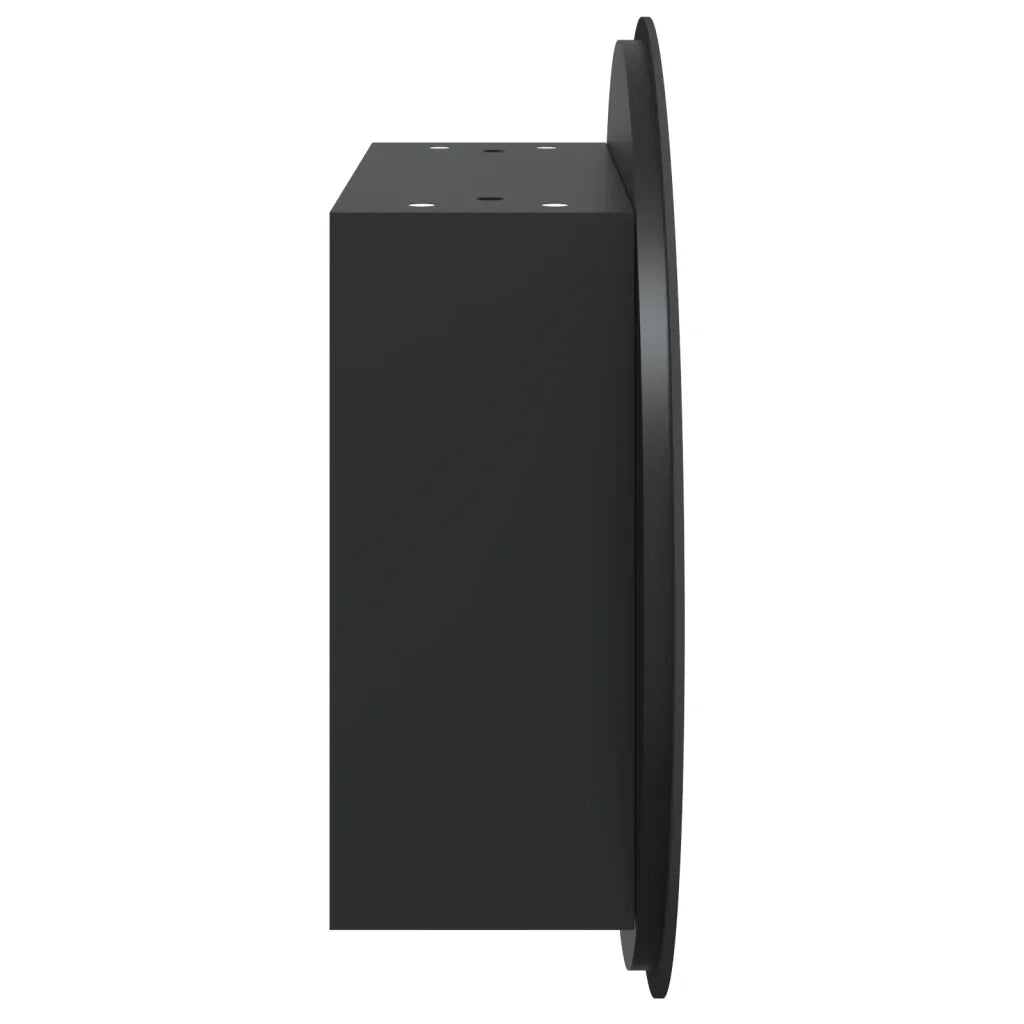 Armadio da Bagno | Mobile da Bagno con Specchio Rotondo e LED Nero 47x47x17,5 cm