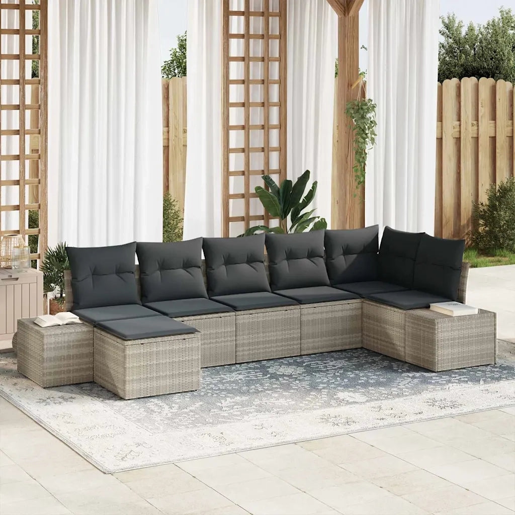 Set Divano da Giardino 7 pcs Grigio chiaro polyrattan 3347152