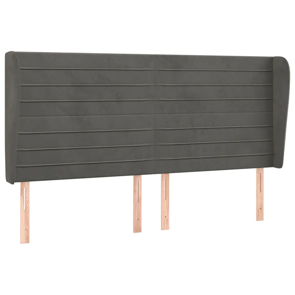 Testiera ad Orecchio-Testata con Orecchie GrigioScuro 183x23x118/128cm in Velluto 604178